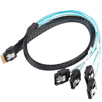 Кабель SFF-8654 4i SlimSAS to 4 SATA Splitter 0.5m Кабель SFF-8654 4i SlimSAS to 4 SATA Splitter 0.5m