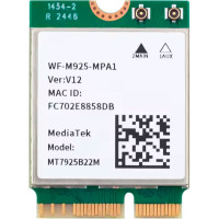 Wi-Fi модуль MediaTek MT7925 M.2 Wi-Fi 7 Bluetooth 5.3 (MT7925B22M) Wi-Fi модуль MediaTek MT7925 M.2 Wi-Fi 7 Bluetooth 5.3 (MT7925B22M)