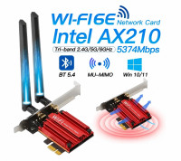 PCIe Wi-Fi 6E адаптер Intel AX210 AX210NGW 2.4/5/6 ГГц, Bluetooth 5.4 PCIe Wi-Fi 6E адаптер Intel AX210 AX210NGW 2.4/5/6 ГГц, Bluetooth 5.4