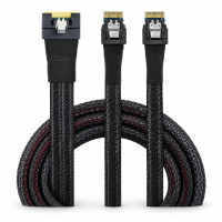 Кабель серверний SlimSAS SFF-8654 8i на 2× SlimSAS SFF-8654 4i, 50 см Кабель серверний SlimSAS SFF-8654 8i на 2× SlimSAS SFF-8654 4i, 50 см